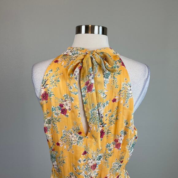 Adrianna Papell Colorful Floral Print Chiffon A-Line Midi Dress Yellow Size 12 - Picture 6 of 11